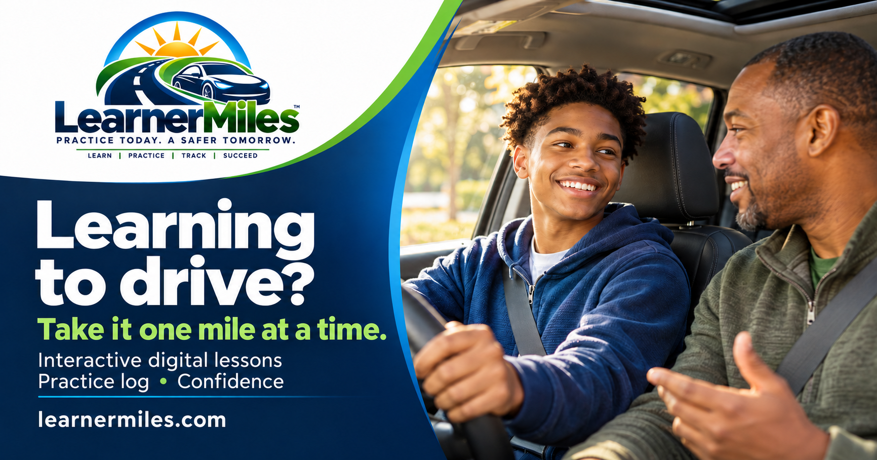LearnerMiles: Learning to drive? Take it one mile at a time. A learner and coach talk before practice.